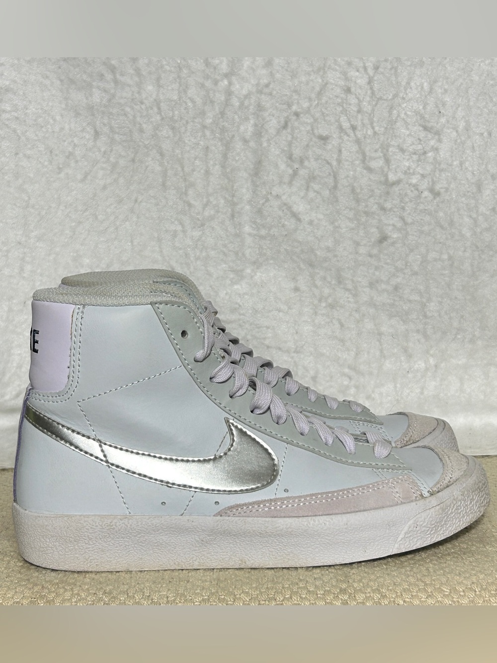 Nike Youth Blue/Silver GS Blazer Mid 77  Leather Sneakers Shoes SZ 4Y